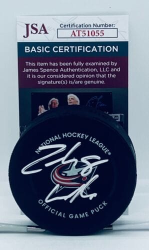 ZACH WERENSKI SIGNED COLUMBUS BLUE JACKETS GAME PUCK AUTOGRAPHED JSA COLLECTIBLE MEMORABILIA
