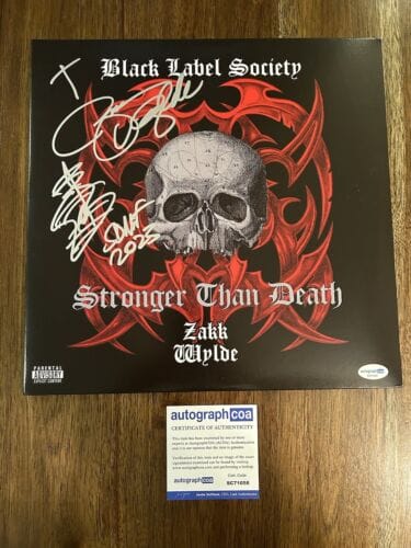 ZAKK WYLDE ‘BLACK LABEL SOCIETY’ SIGNED ‘STRONGER THAN DEATH’ VINYL ALBUM ACOA COLLECTIBLE MEMORABILIA