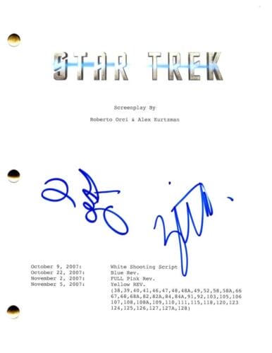 ZOE SALDANA & ZACHARY QUINTO SIGNED AUTOGRAPH STAR TREK MOVIE SCRIPT SCREENPLAY COLLECTIBLE MEMORABILIA