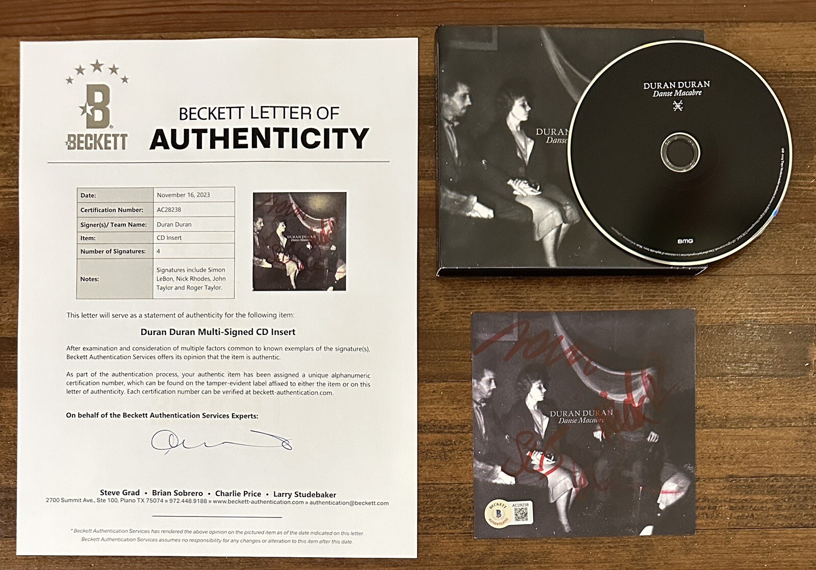 DURAN DURAN DANSE MACABE CD + AUTOGRAPHED ENTIRE BAND SIGNED BAS Beckett COA