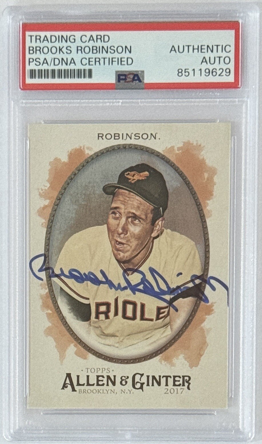 2017 Topps Allen & Ginter Foil Brooks Robinson Signed Card PSA DNA Autograph