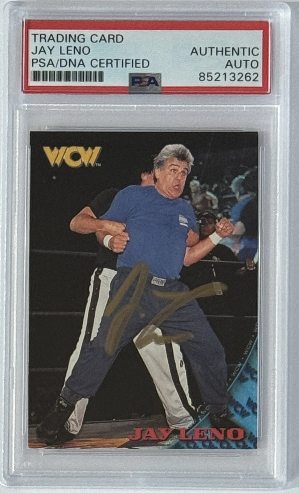 1998 Topps WCW Jay Leno Signed Card The Tonight Show Autograph PSA DNA Certified
