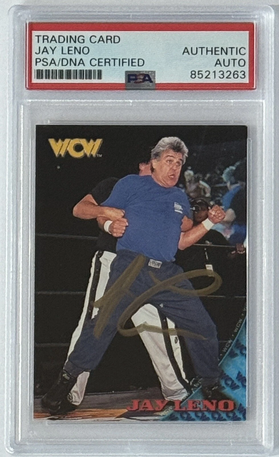 1998 Topps WCW Jay Leno Signed Card The Tonight Show Autographed PSA DNA COA