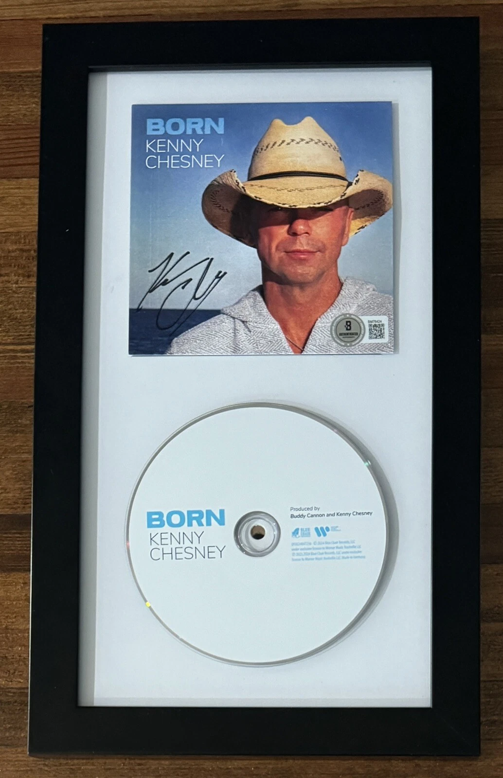 SIGNED FRAMED KENNY CHESNEY BORN CD COVER ART CARD BAS BECKETT COA CERTIFIED COLLECTIBLE MEMORABILIA