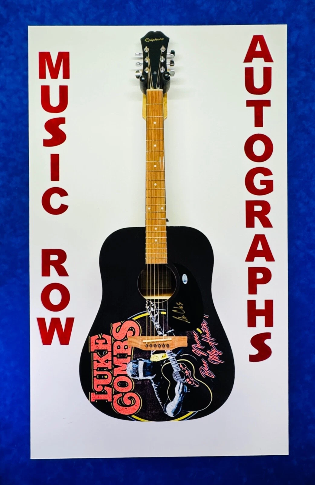 LUKE COMBS Signed Autograph Graphic Epiphone Acoustic Guitar BAS COA