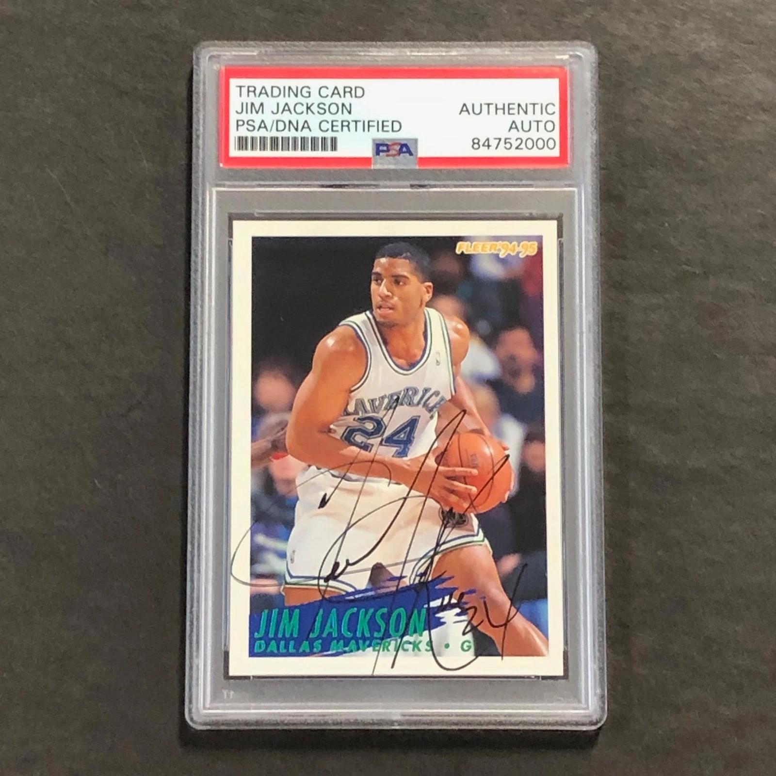 1994-95 Fleer #49 Jim Jackson Signed Card AUTO PSA Slabbed Mavericks