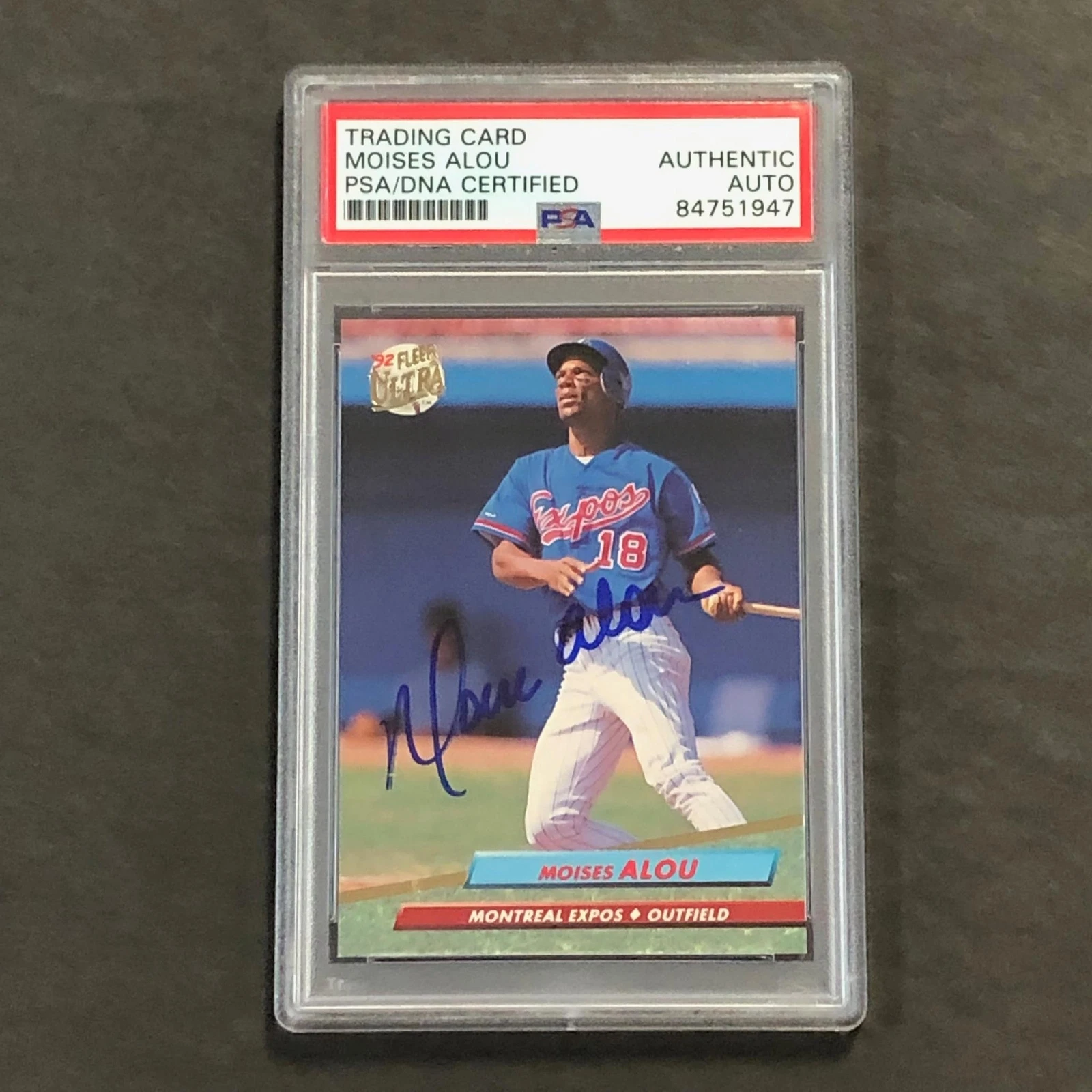 1992 Fleer Ultra #511 Moises Alou Signed Card AUTO PSA Slabbed Expos