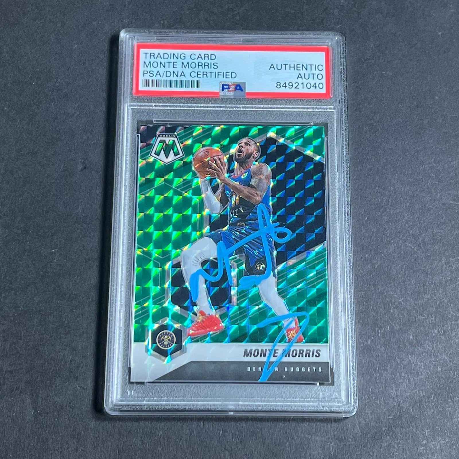 2020-21 Panini Mosaic #87 Monte Morris Signed Card AUTO PSA Slabbed Nuggets