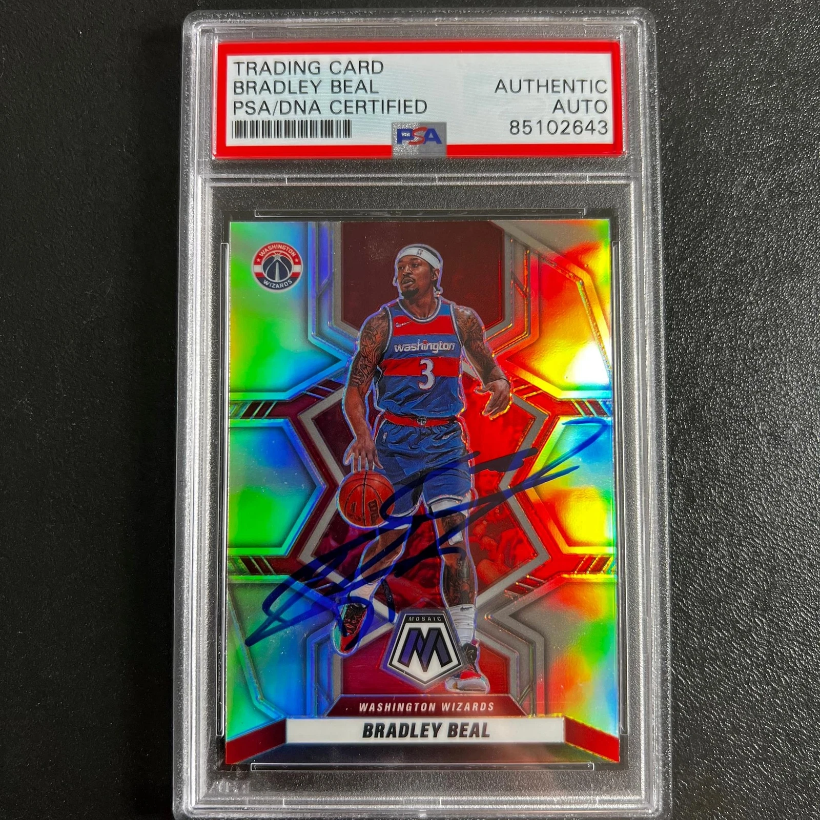 2021-22 Panini Mosaic #191 Bradley Beal Signed Card AUTO PSA Slabbed Wizards