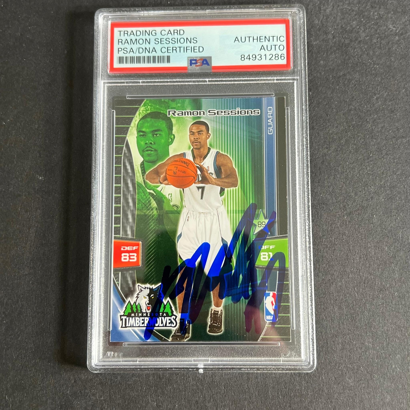 2009-10 Panini Adrenalyn Ramon Sessions Signed AUTO PSA Slabbed Timberwolves
