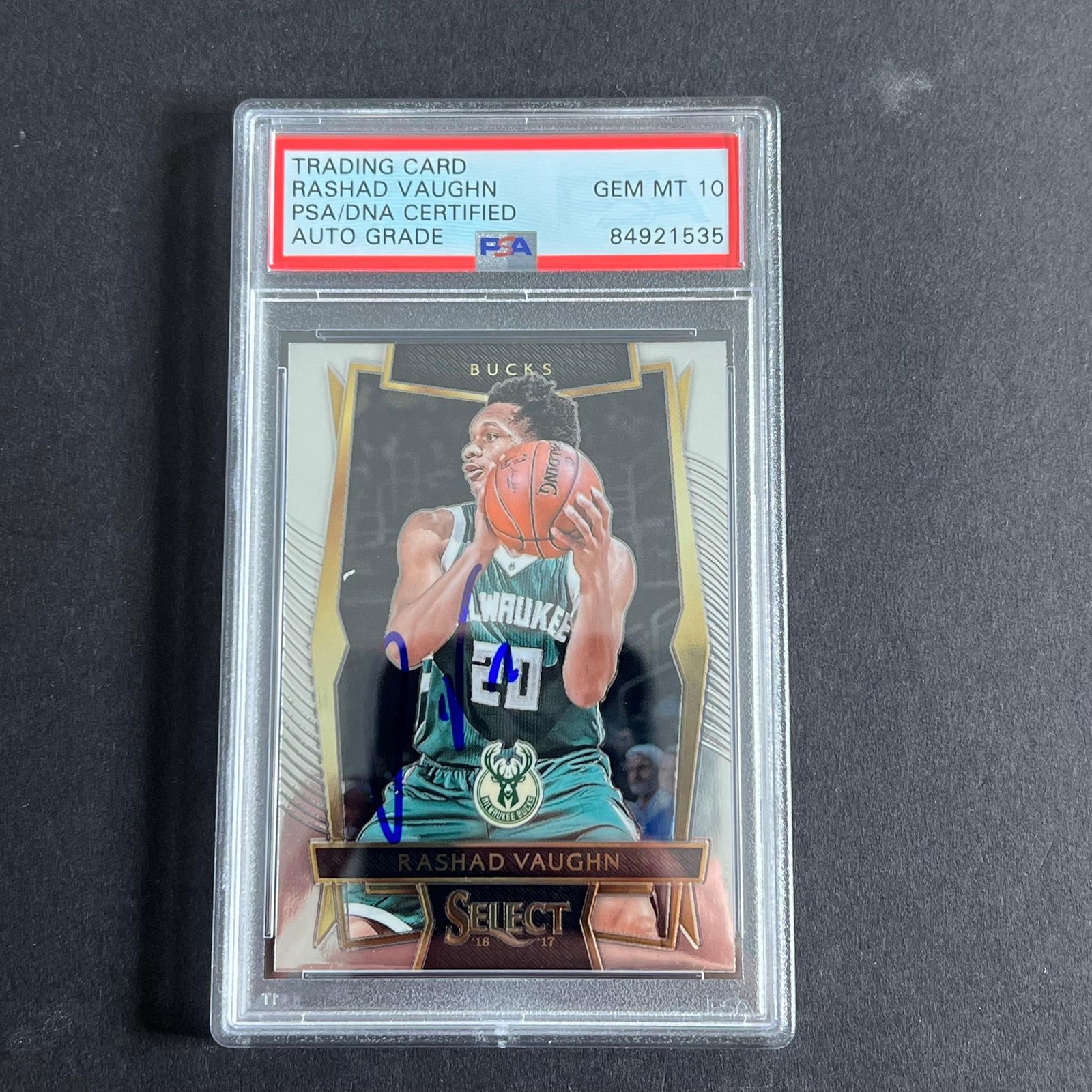 2016-17 Panini Select #8 Rashad Vaughn Signed Card AUTO 10 PSA Slabbed Bucks