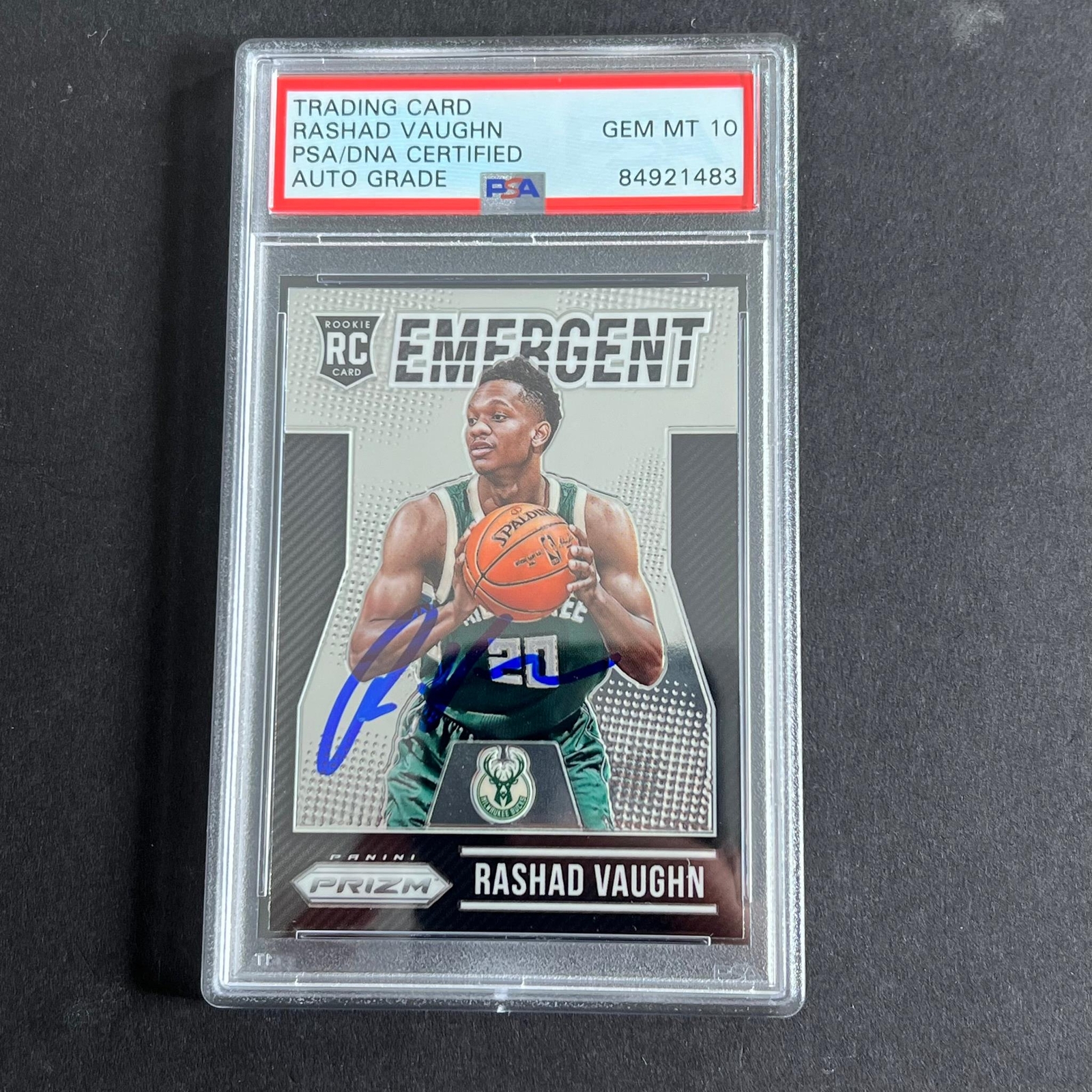 2015-16 Panini Prizm Emergent #19 Rashad Vaughn Signed Card AUTO 10 PSA Slabbed