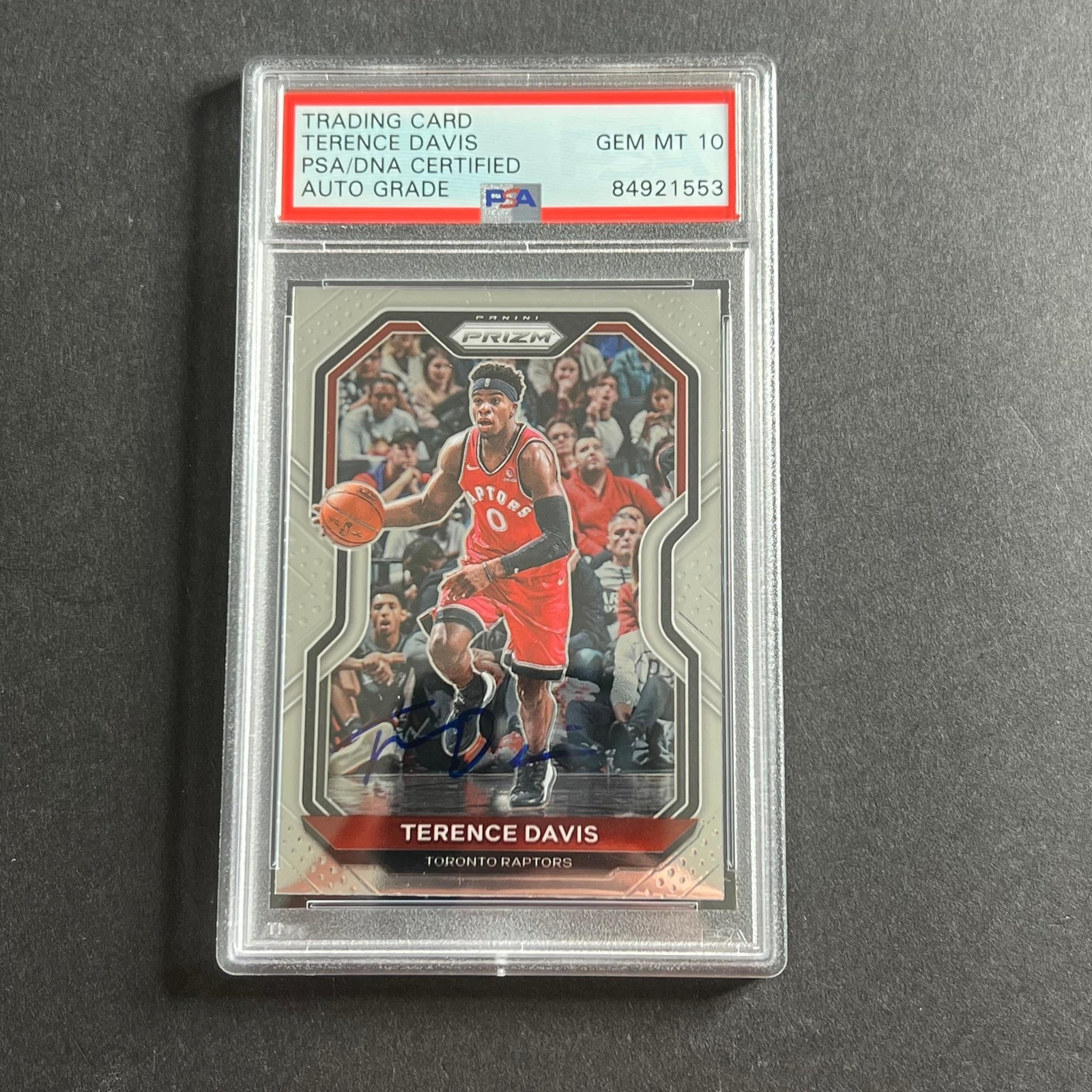 2021-22 Panini Prizm #197 Terence Davis Signed Card AUTO 10 PSA Slabbed RC Rapto