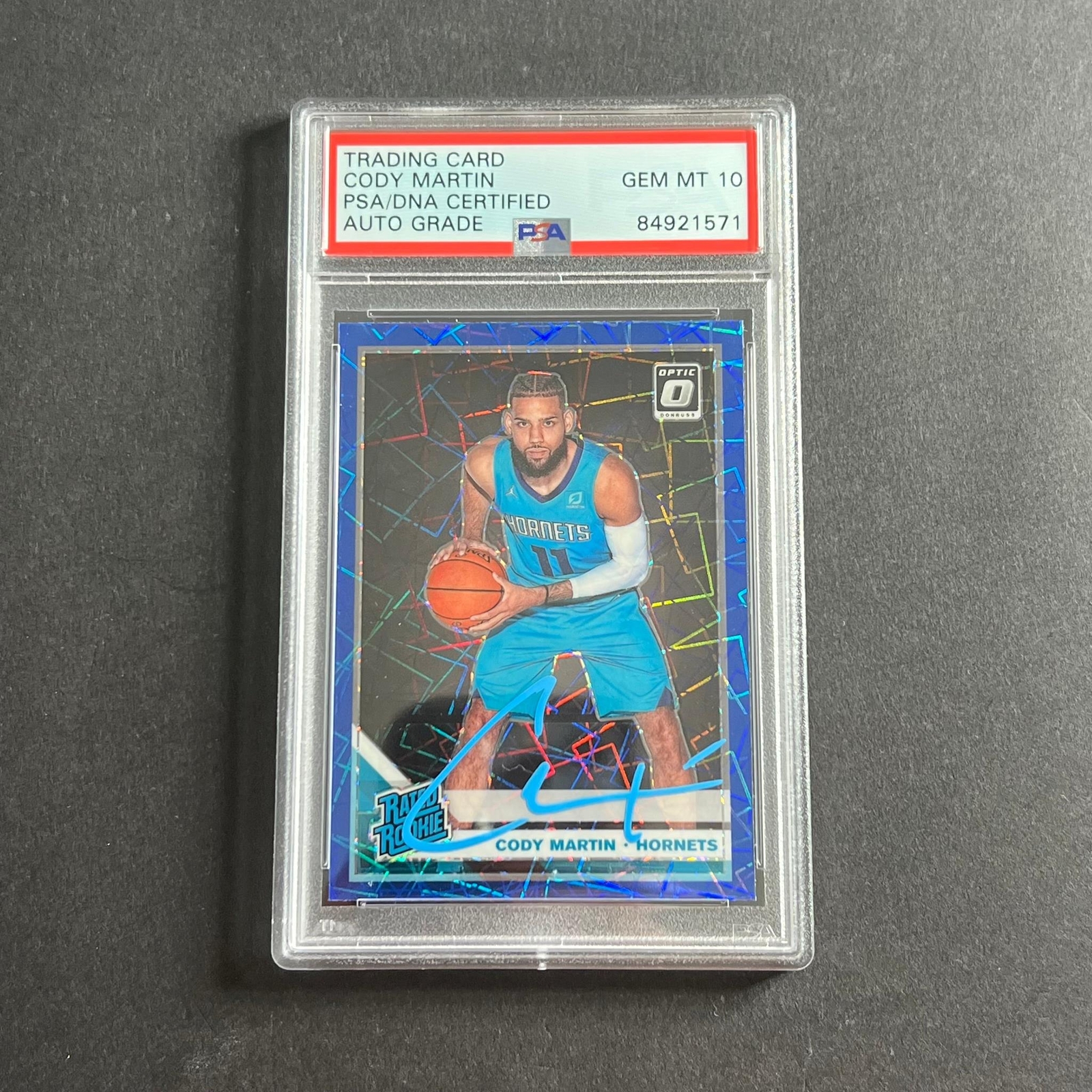 2019-20 Panini Optic #181 Cody Martin Signed Card AUTO 10 PSA/DNA Slabbed RC Hor