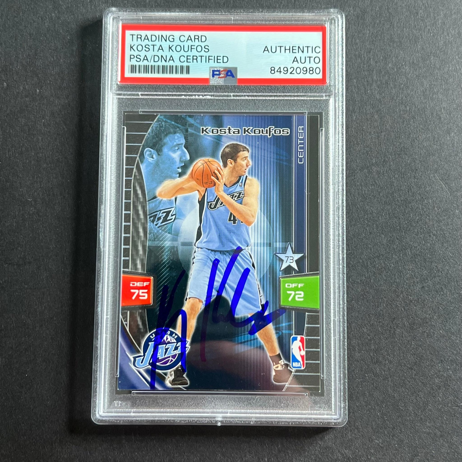 2009 Panini Adrenalyn Kosta Koufos signed Card Auto PSA Slabbed Jazz