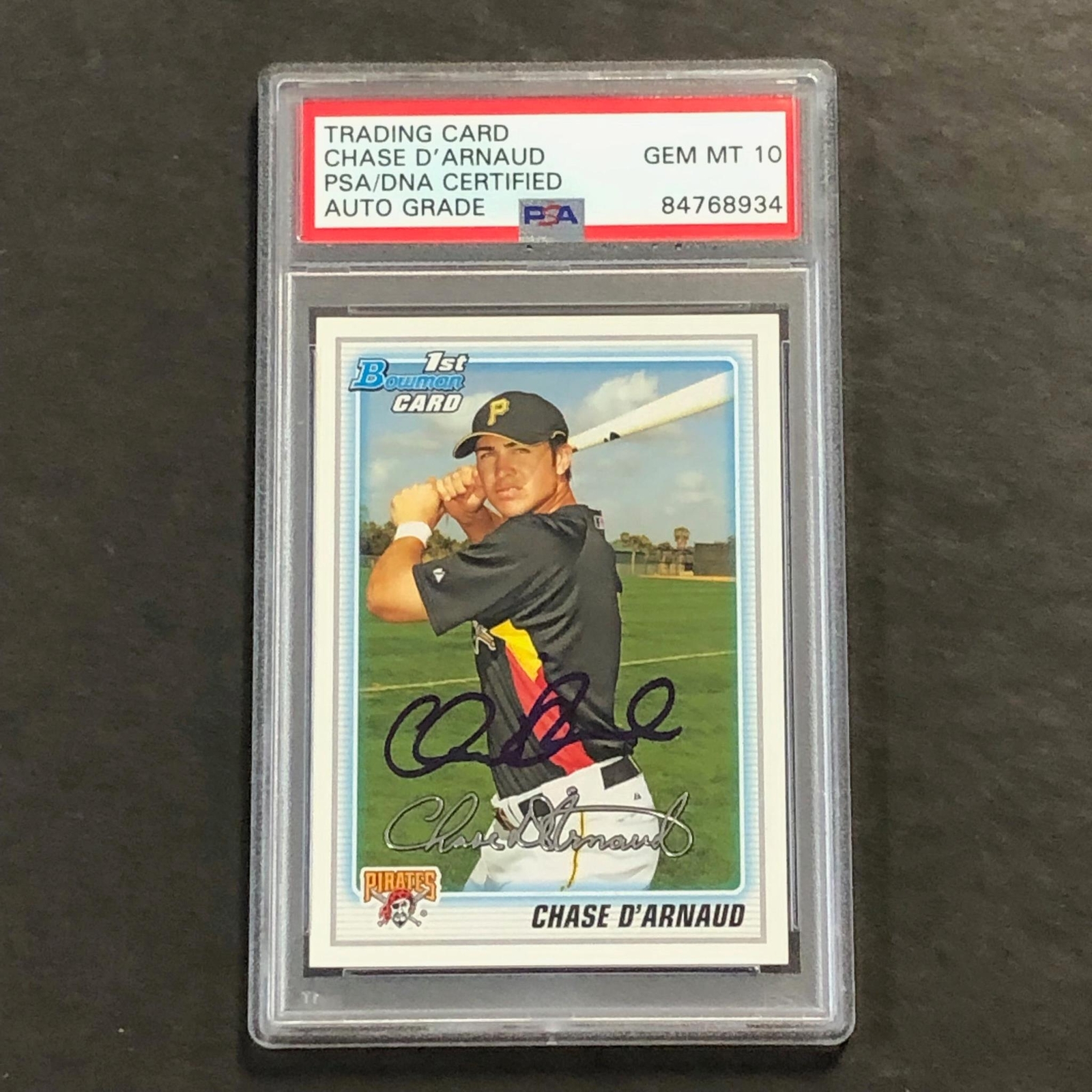 2009 TOPPS #BP51 CHASE D’ARNAUD SIGNED CARD AUTO 10 PSA SLABBED PIRATES COLLECTIBLE MEMORABILIA