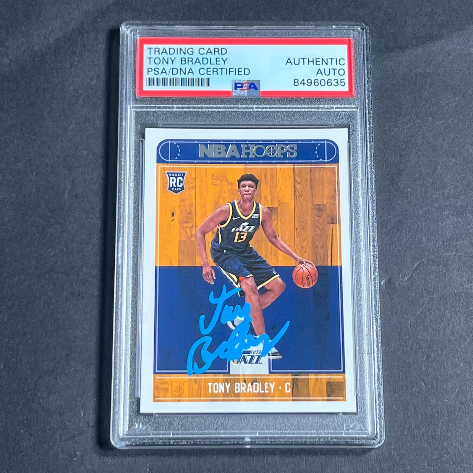 2017-18 NBA Hoops #278 Tony Bradley Signed Card AUTO PSA Slabbed RC Jazz