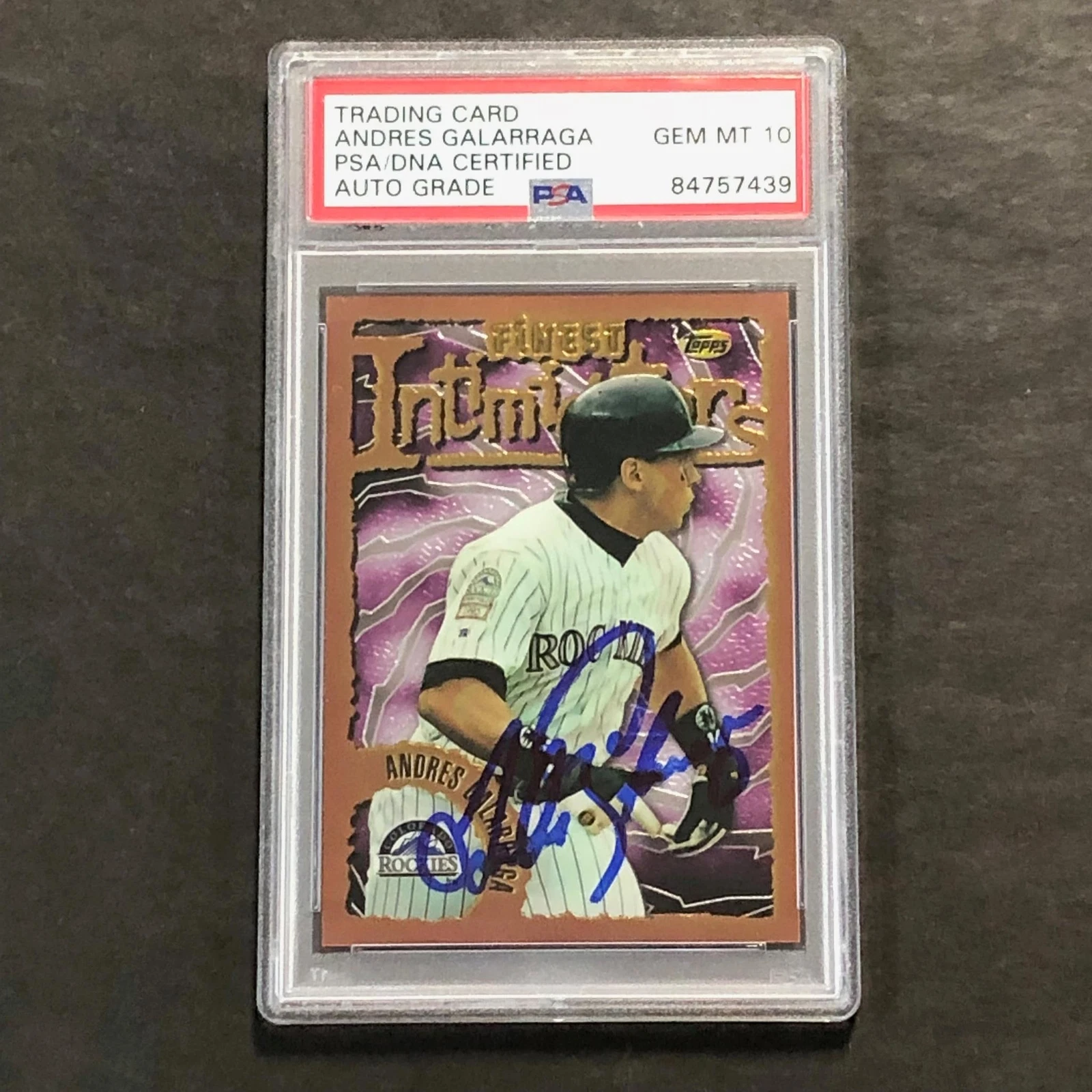 1996 Topps Finest Intimidators #139 Andres Galarraga Signed Card PSA Slabbed Aut