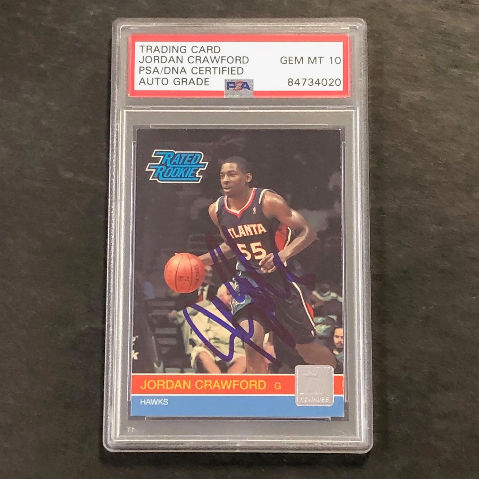 2010-11 Panini Donruss #254 Jordan Crawford Signed Card AUTO 10 PSA Slabbed Hawk