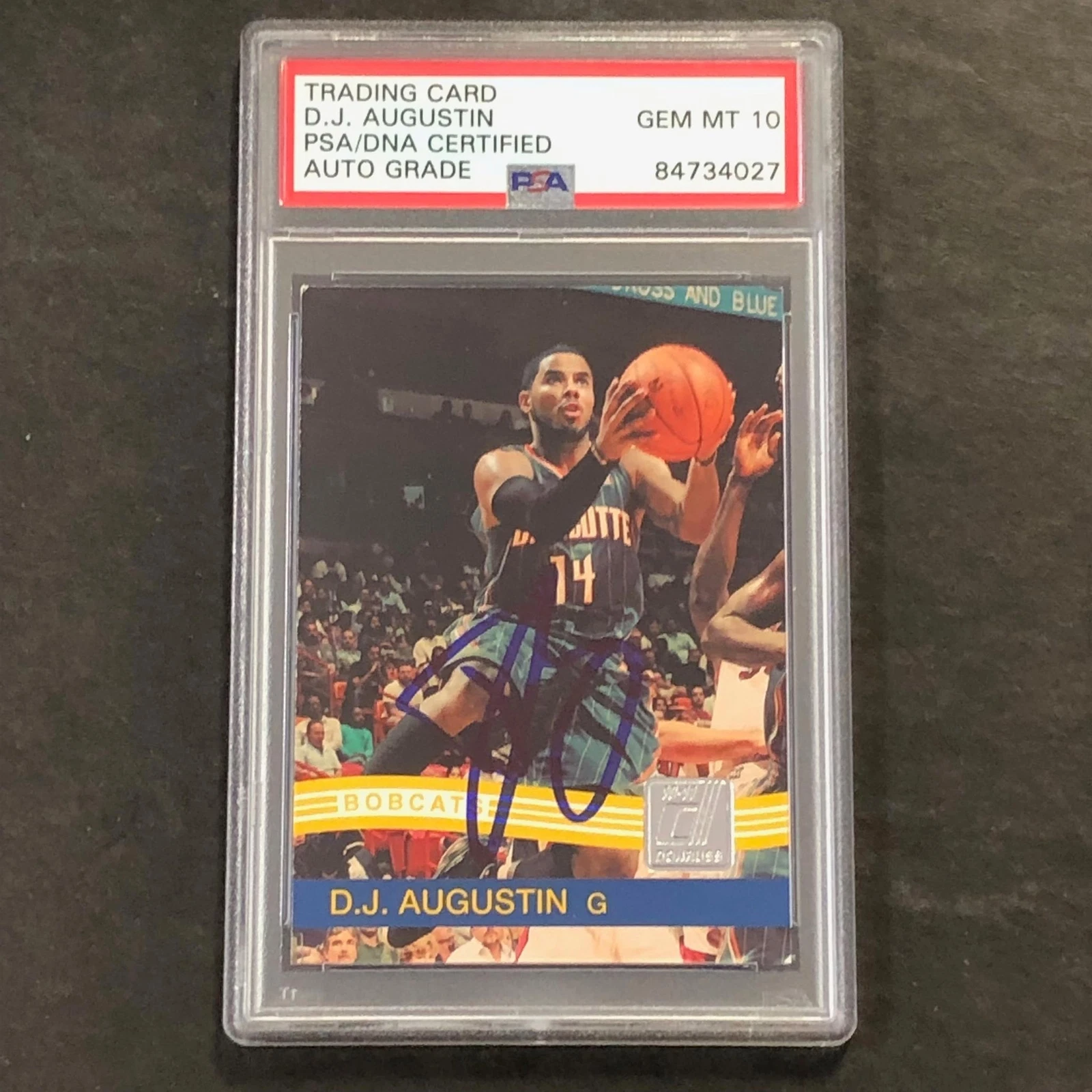 2010-11 Panini Donruss #159 D.J. Augustin Signed Card AUTO 10 PSA Slabbed Bobcat