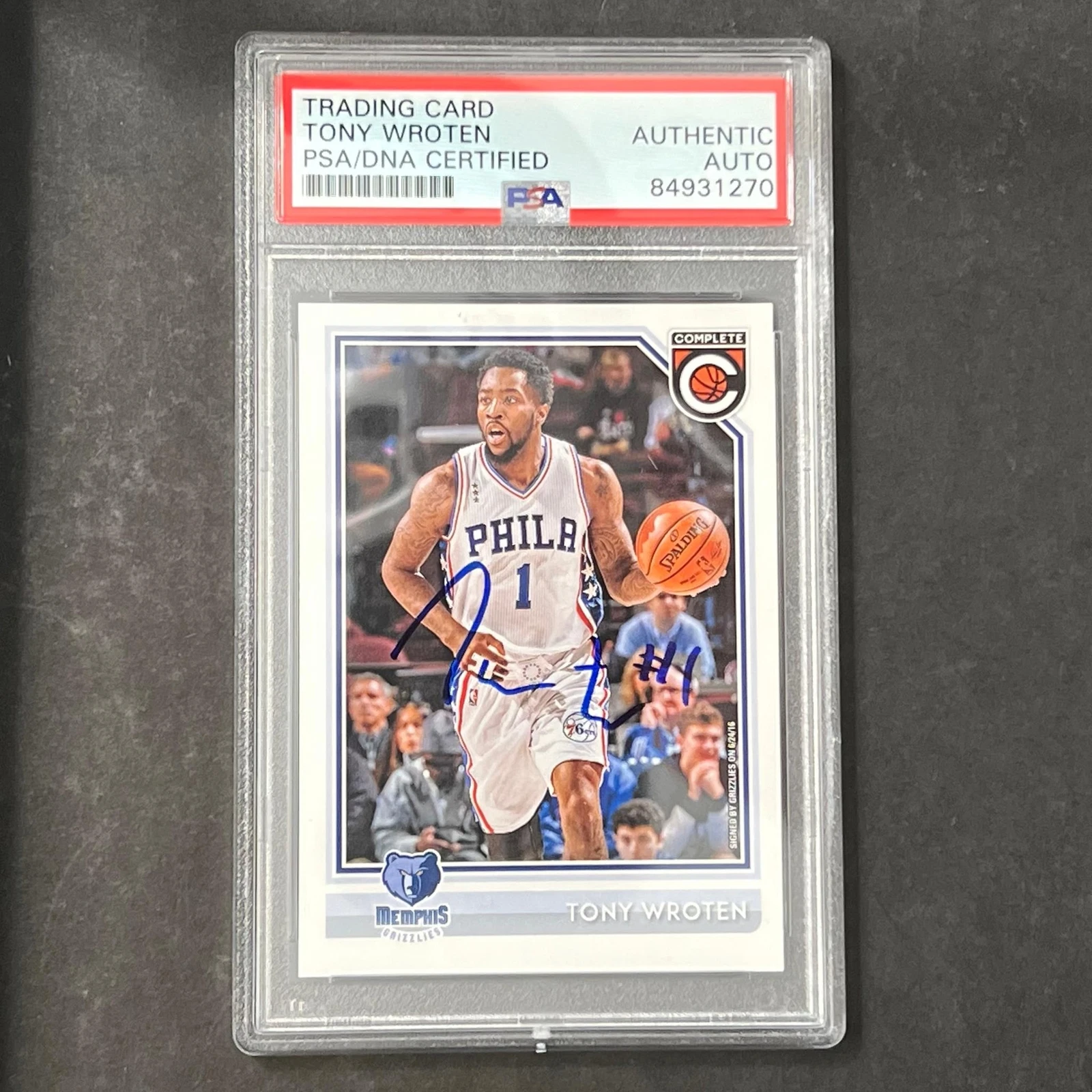 2016-17 Panini Complete #91 Tony Wroten Signed Card AUTO 10 PSA Slabbed Grizzlie