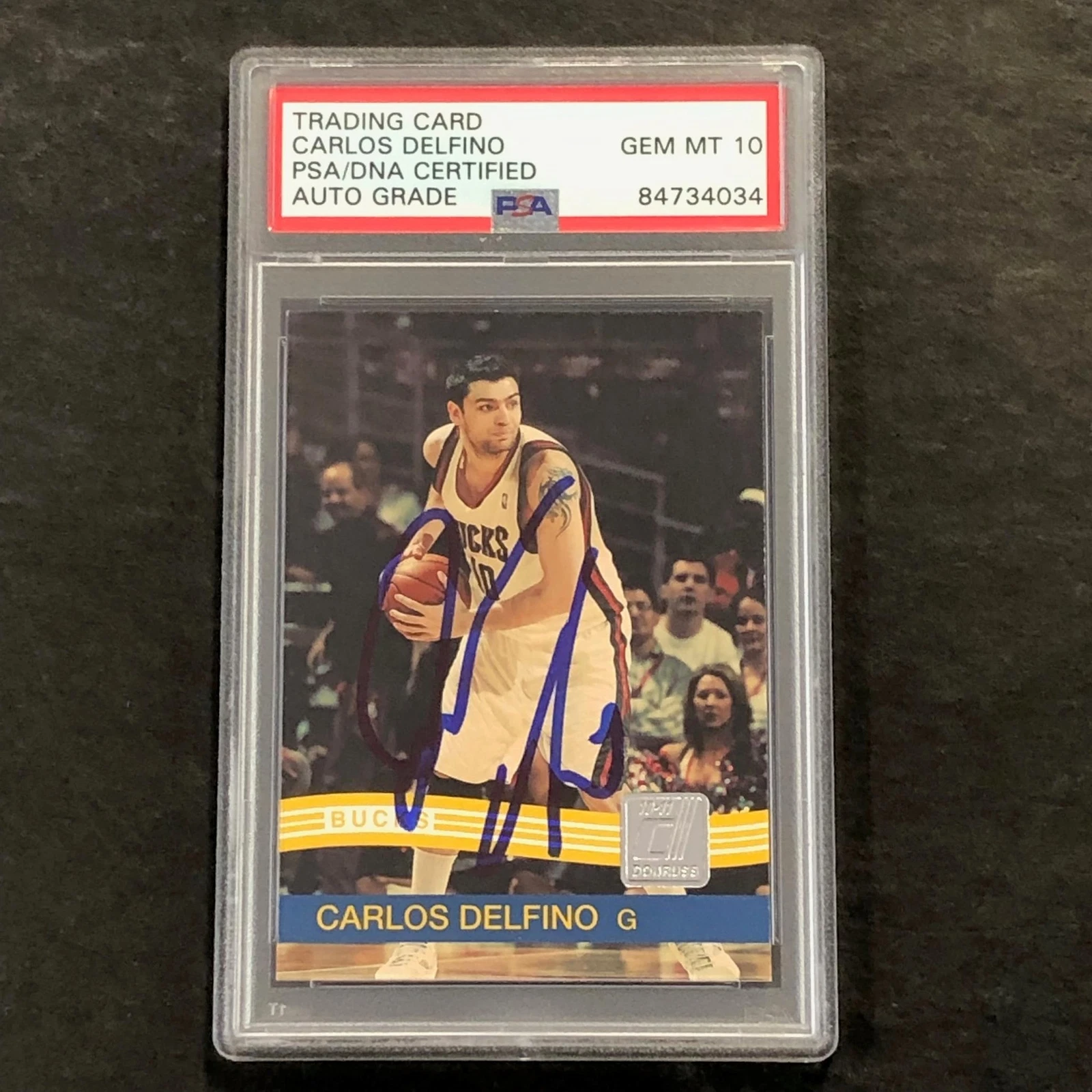 2010-11 Panini Donruss #71 Carlos Delfino Signed Card PSA Slabbed Bucks