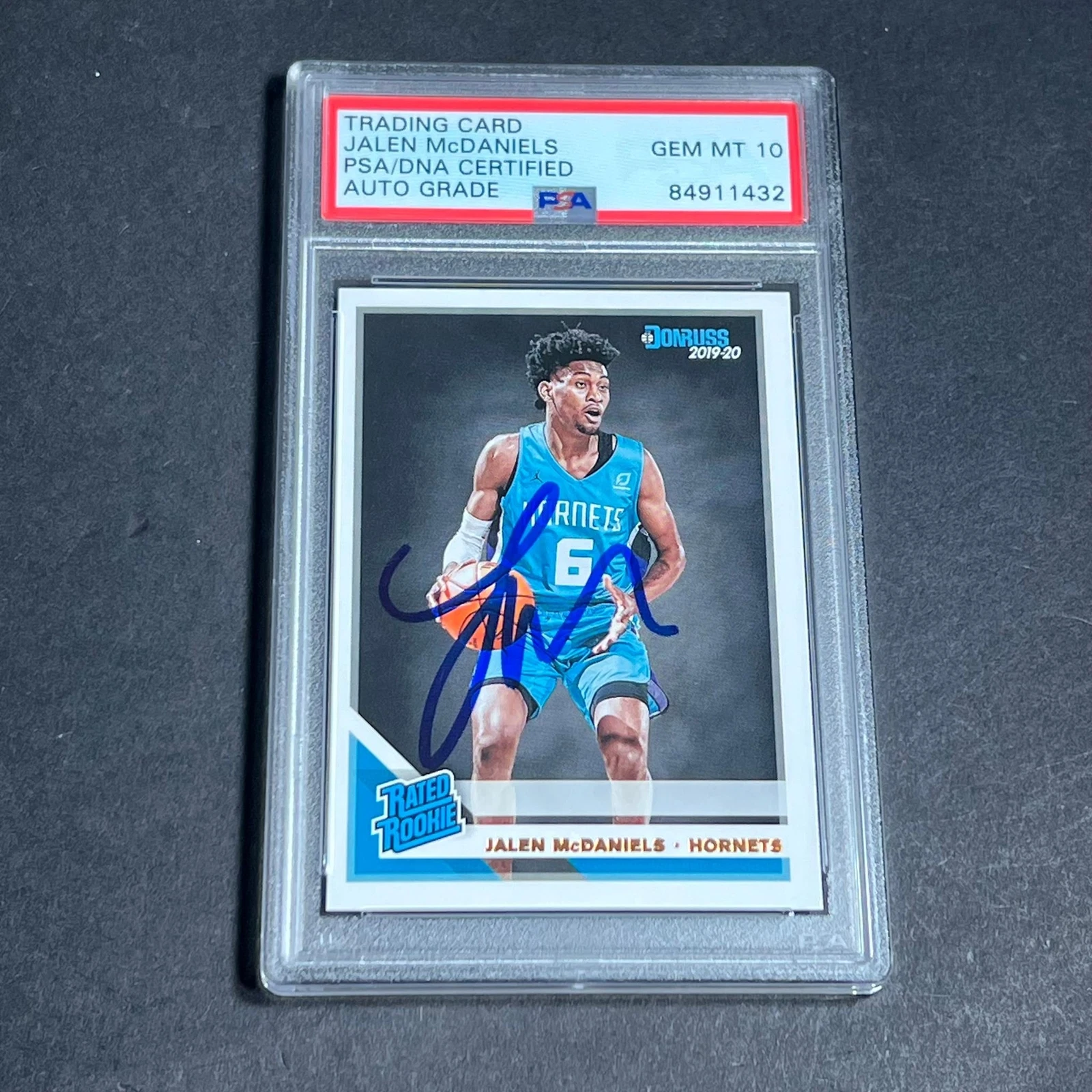 2019-20 Panini Donruss #247 Jalen McDaniels Signed Card AUTO 10 PSA Slabbed Horn