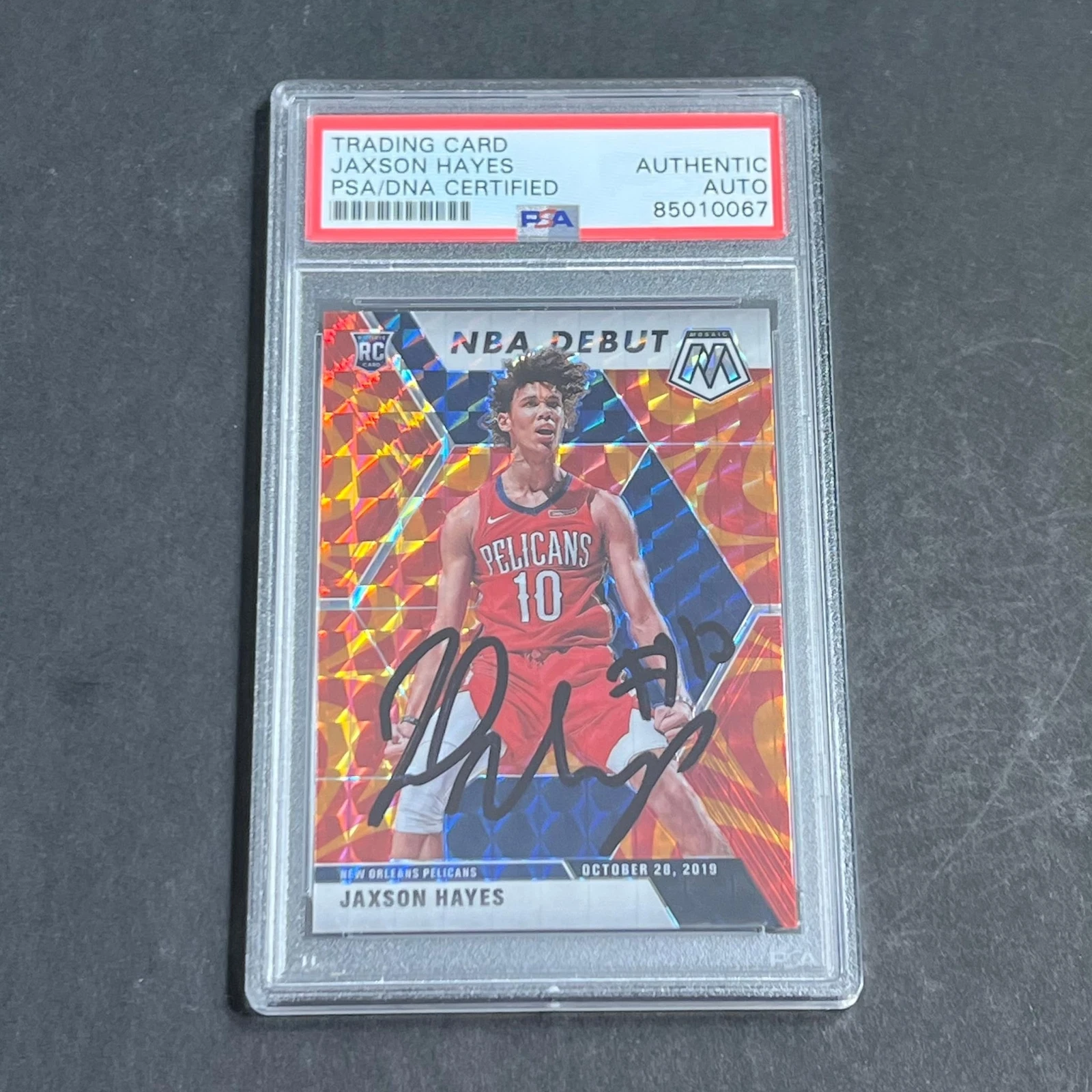 2019-20 Panini Mosaic #267 Jaxson Hayes Signed Card AUTO PSA Slabbed Pelicans
