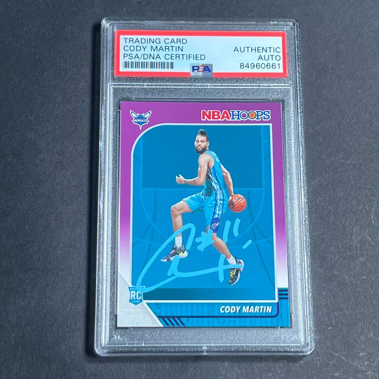 2019-20 NBA Hoops #229 Cody Martin Signed Card AUTO PSA/DNA Slabbed RC Hornets