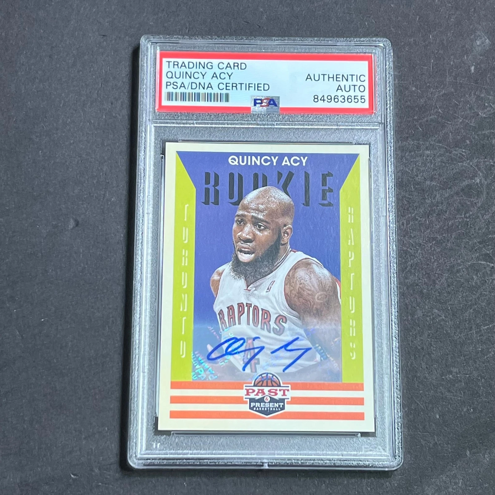 2012-13 NBA Past & Present #200 Quincy Acy Signed Card AUTO PSA Slabbed Raptors