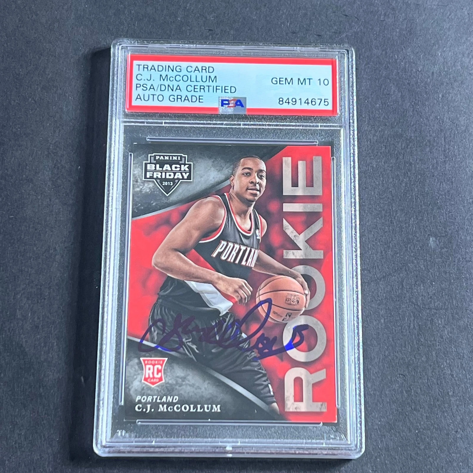 2013 Panini Black Friday #29 CJ McCollum Signed Card AUTO 10 PSA Slabbed Trailbl