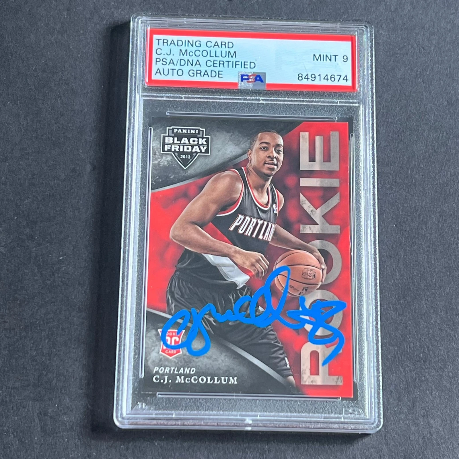 2013 Panini Black Friday #29 CJ McCollum Signed Card AUTO 9 PSA Slabbed
