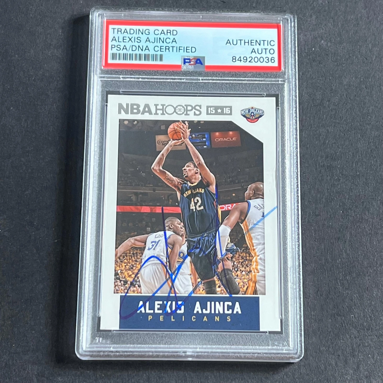 2015-16 Panini Hoops #85 Alexis Ajinca Signed Card AUTO PSA Slabbed Pelicans