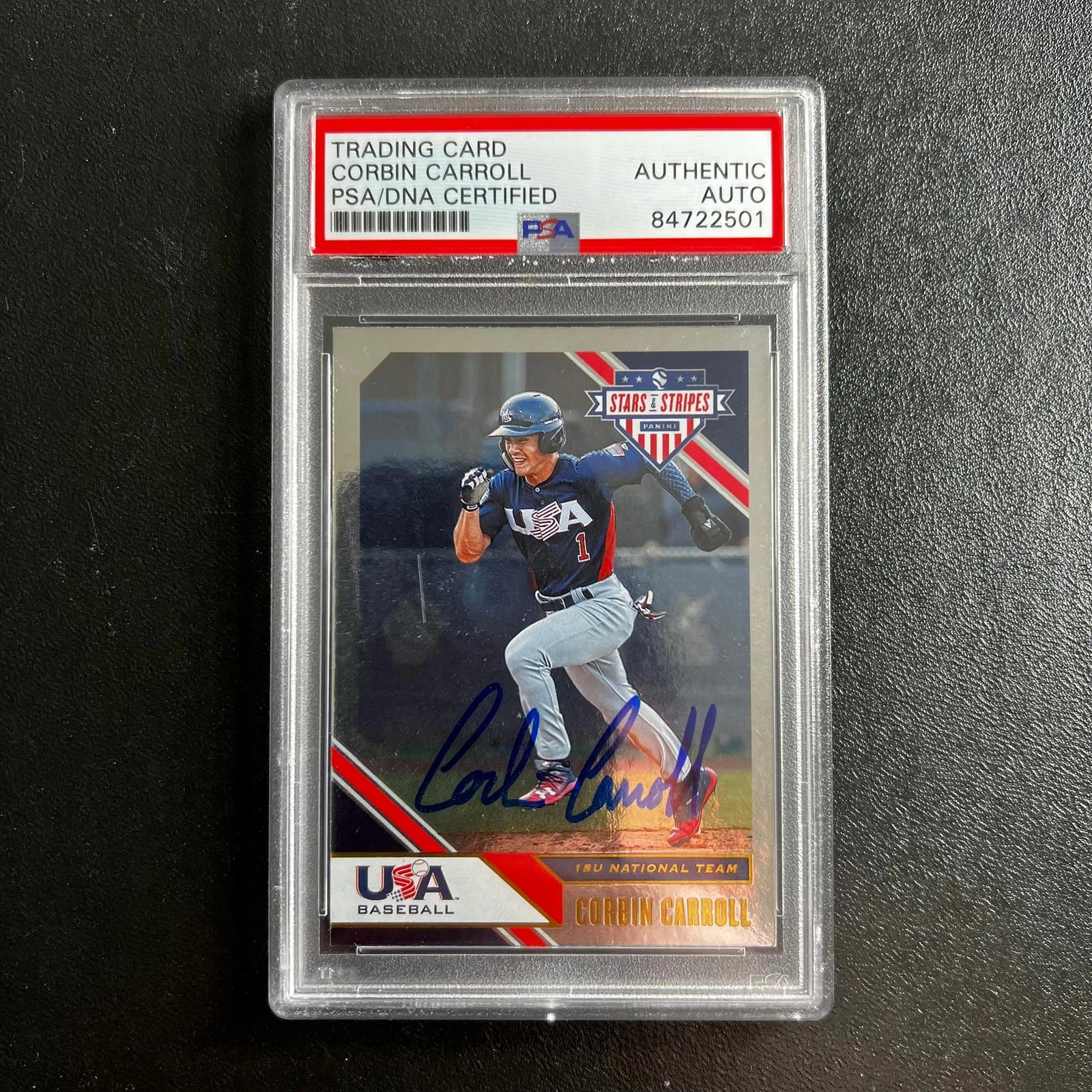 2020 Panini Stars and Stripes #96 signed by Corbin Carroll PSA/DNA Arizona Diamo