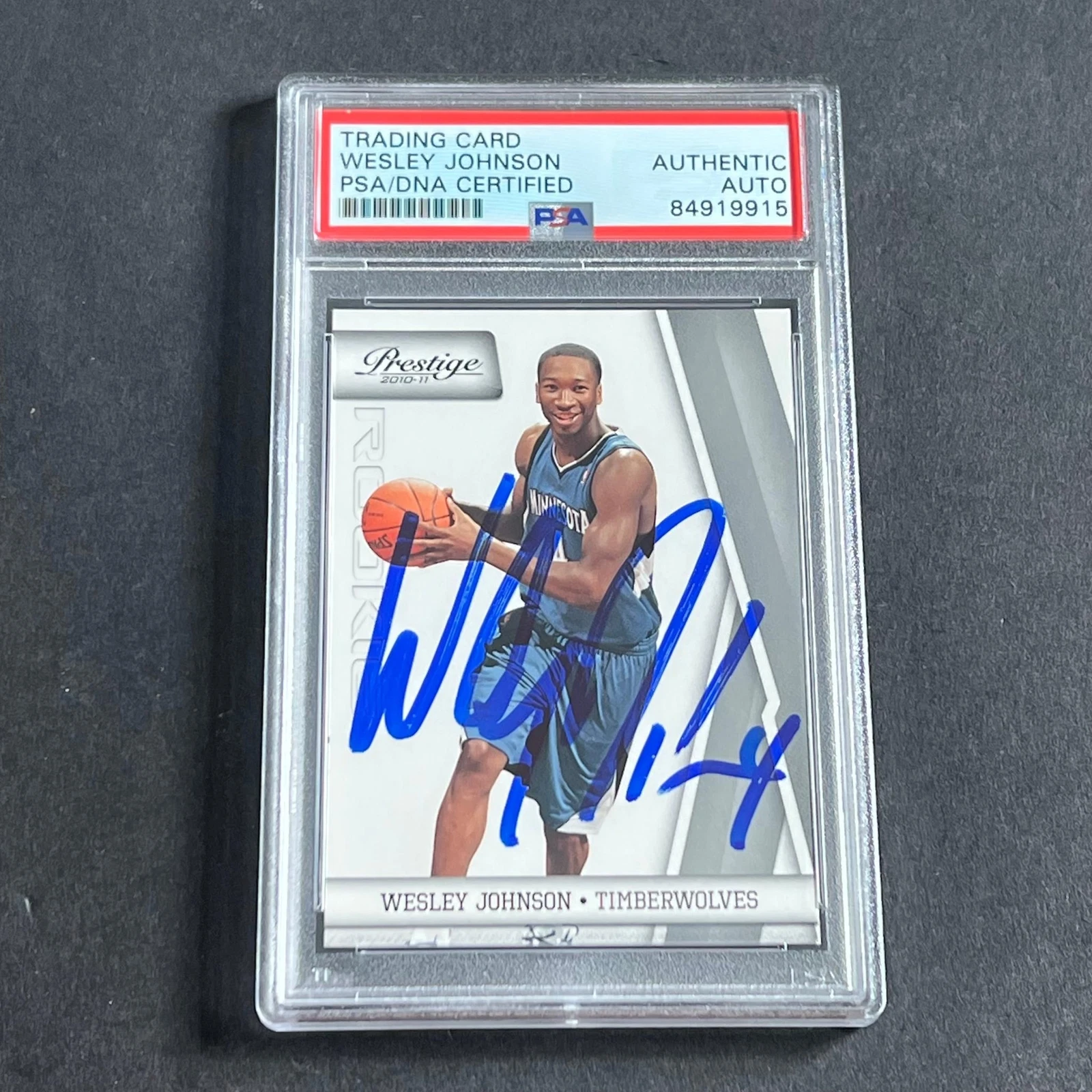 2010-11 Panini Prestige #194 Wesley Johnson Signed Card Auto PSA Slabbed RC Timb
