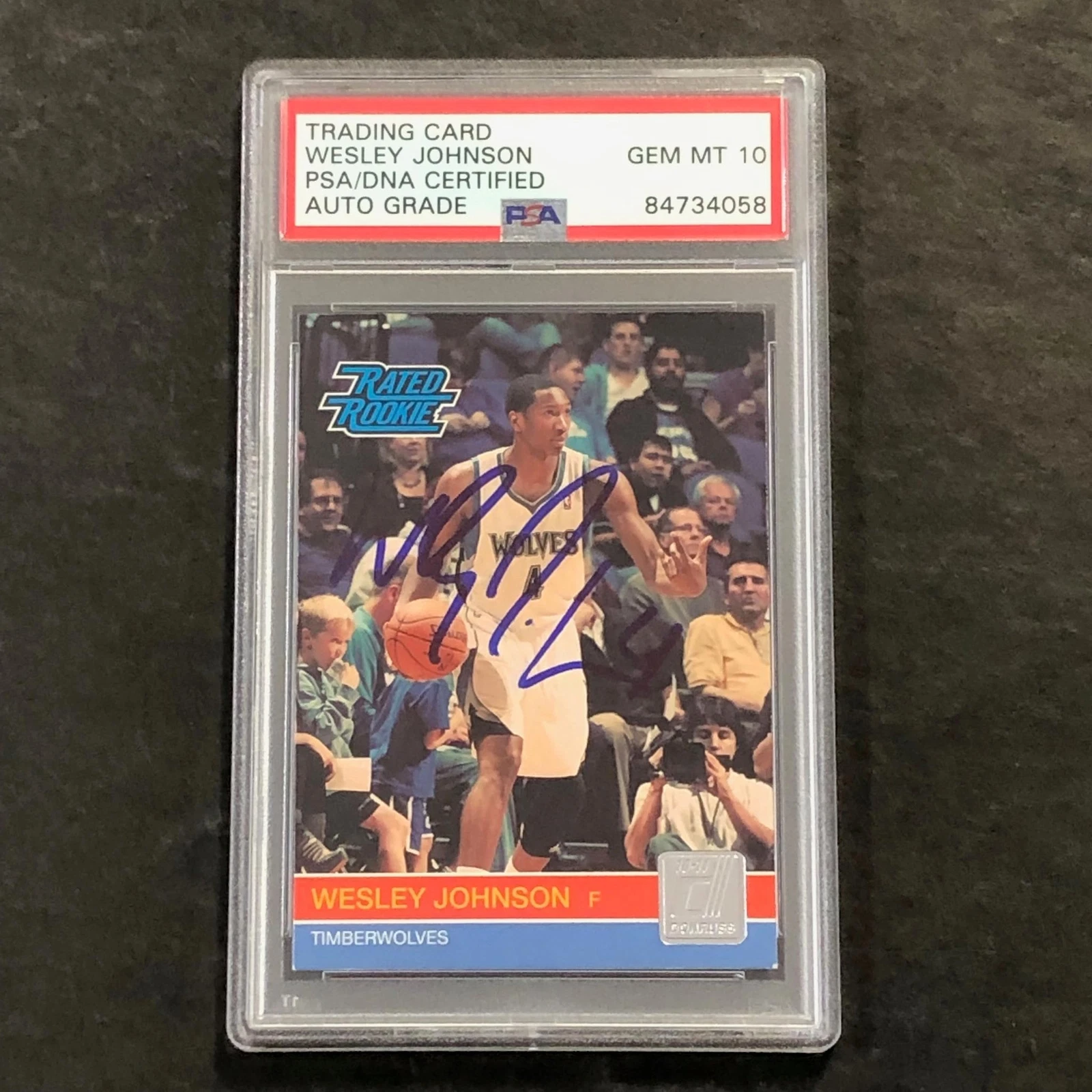 2010-11 Donruss RATED ROOKIE #231 Wesley Johnson Signed Card Auto 10 PSA Slabbed