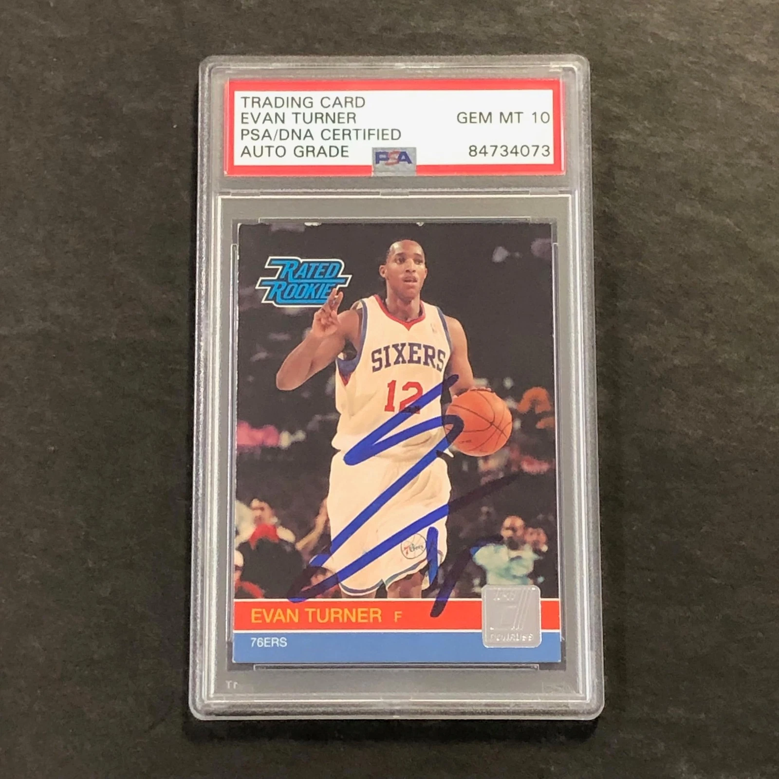 2010-11 Panini Donruss #229 Evan Turner Signed Card AUTO 10 PSA Slabbed 76ers