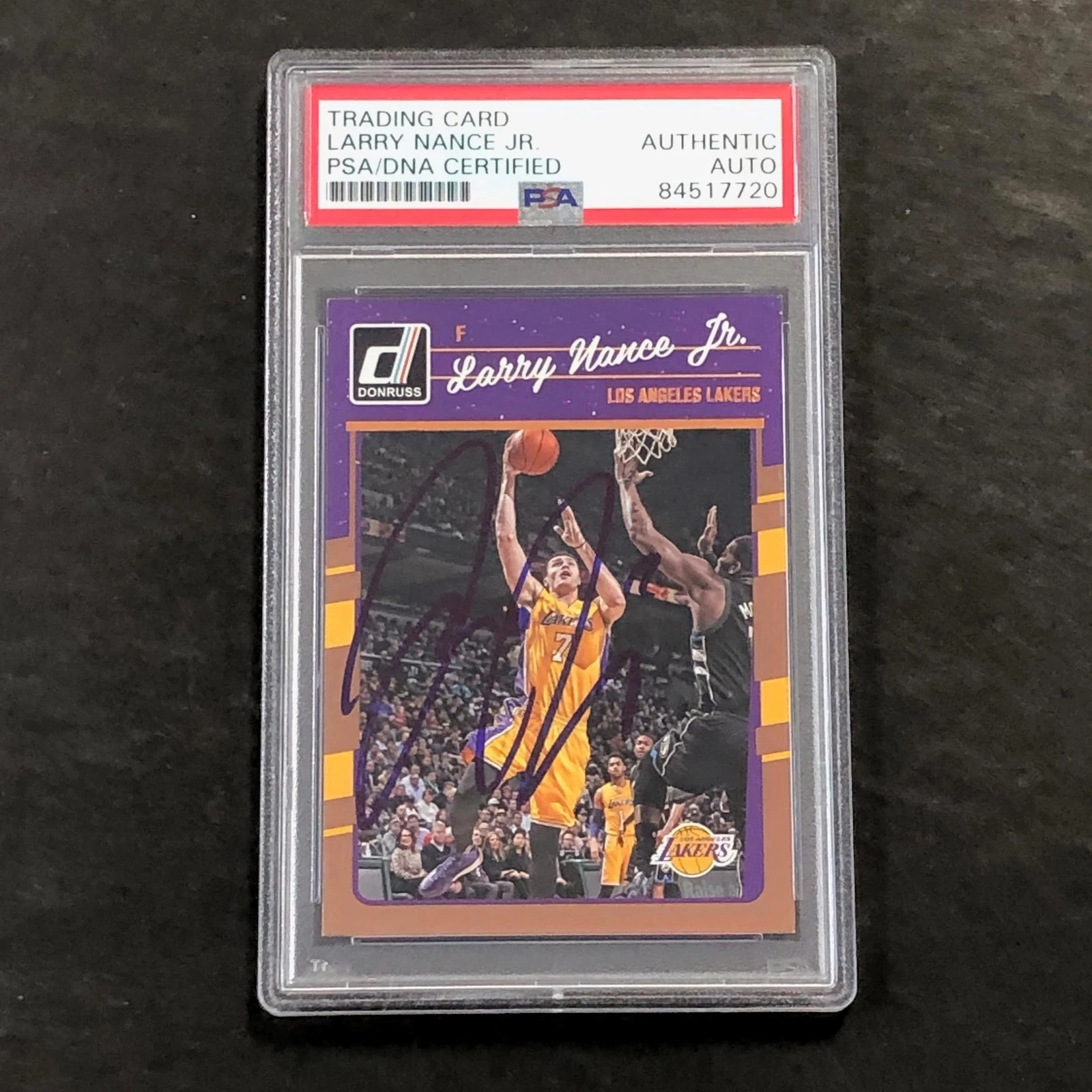 2016-17 Panini Donruss #63 Larry Nance Jr. Signed Card PSA AUTO Slabbed Lakers