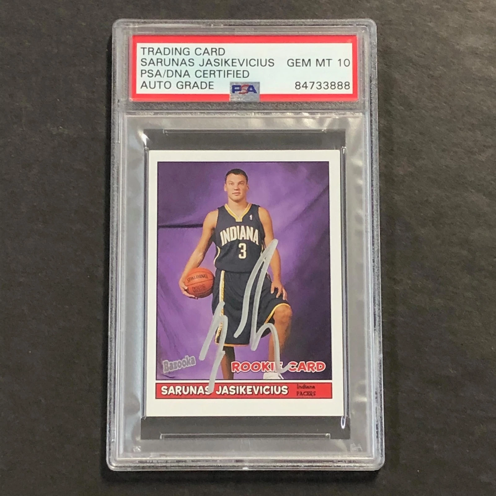 2005 Topps #186 RC Sarunas Jasikevicius Signed Card AUTO 10 PSA Slabbed Pacers