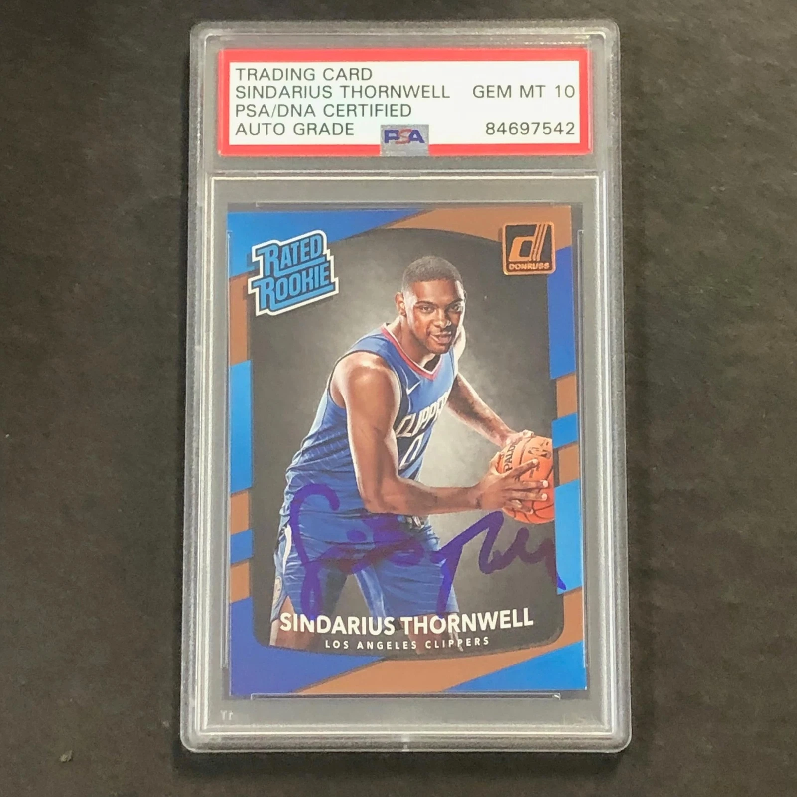 2017-18 Donruss Rated Rookie #194 Sindarius Thornwell Signed Card AUTO 10 PSA Sl