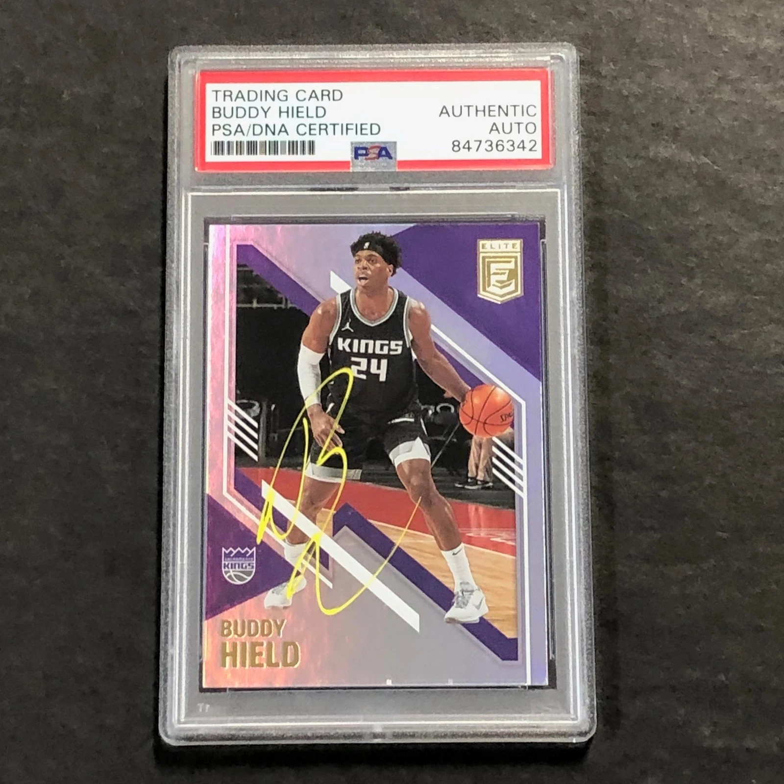 2020-21 Panini Donruss Elite #43 Buddy Hield Signed Card AUTO PSA Slabbed Kings