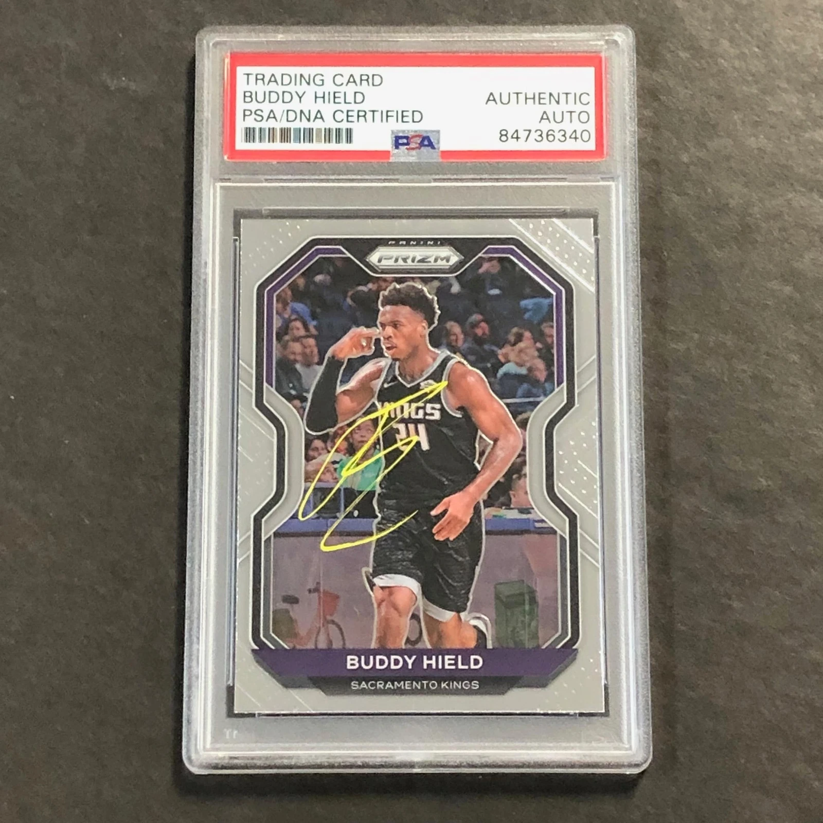 2020-21 Panini NBA Prizm #36 Buddy Hield Signed Card AUTO PSA Slabbed Kings