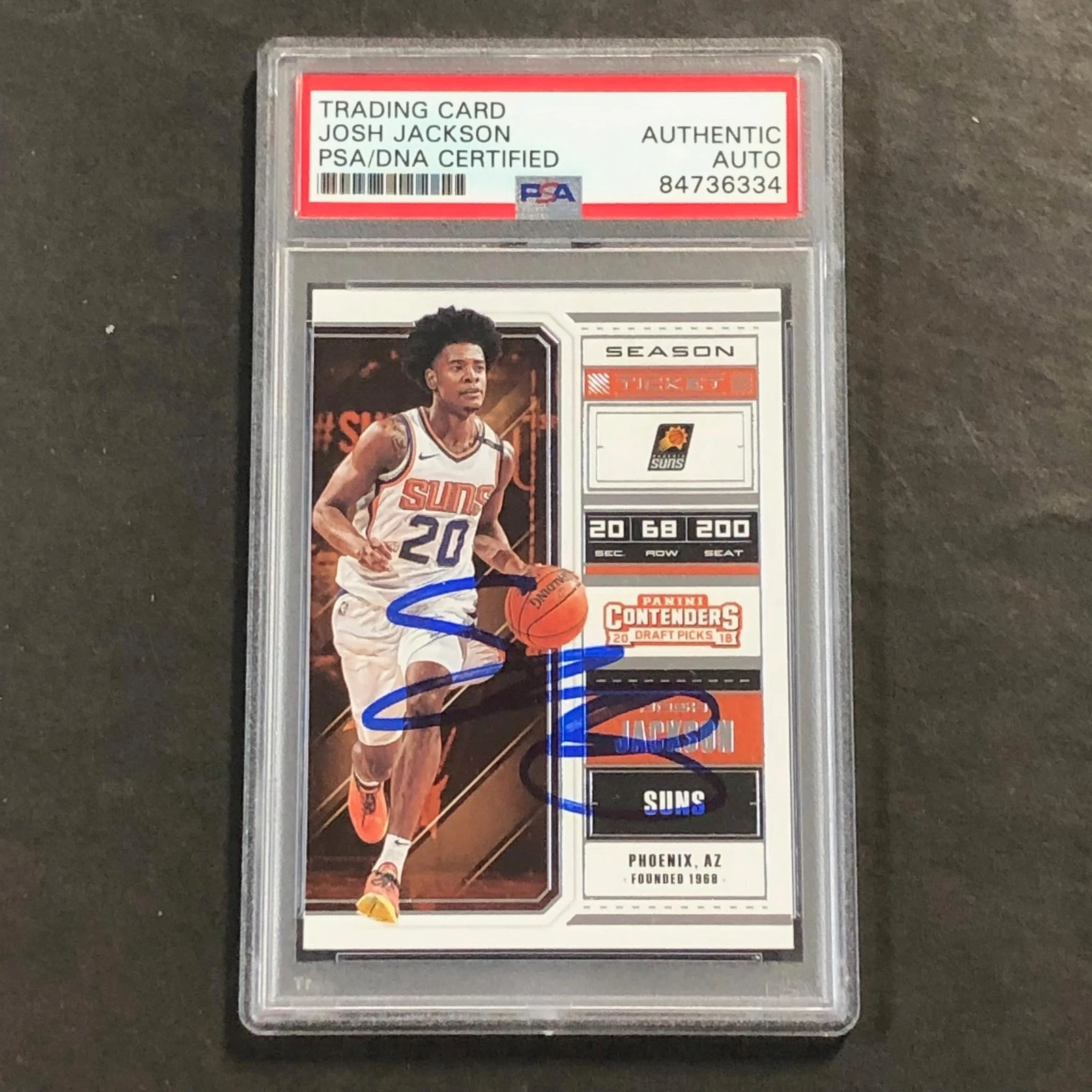 2017-18 Panini Contenders Season Tickets #29 Josh Jackson Signed Card AUTO PSA S