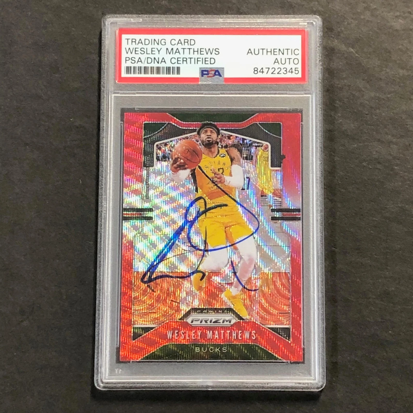 2019-20 Panini Prizm #214 Wesley Matthews Signed Card AUTO PSA Slabbed Bucks