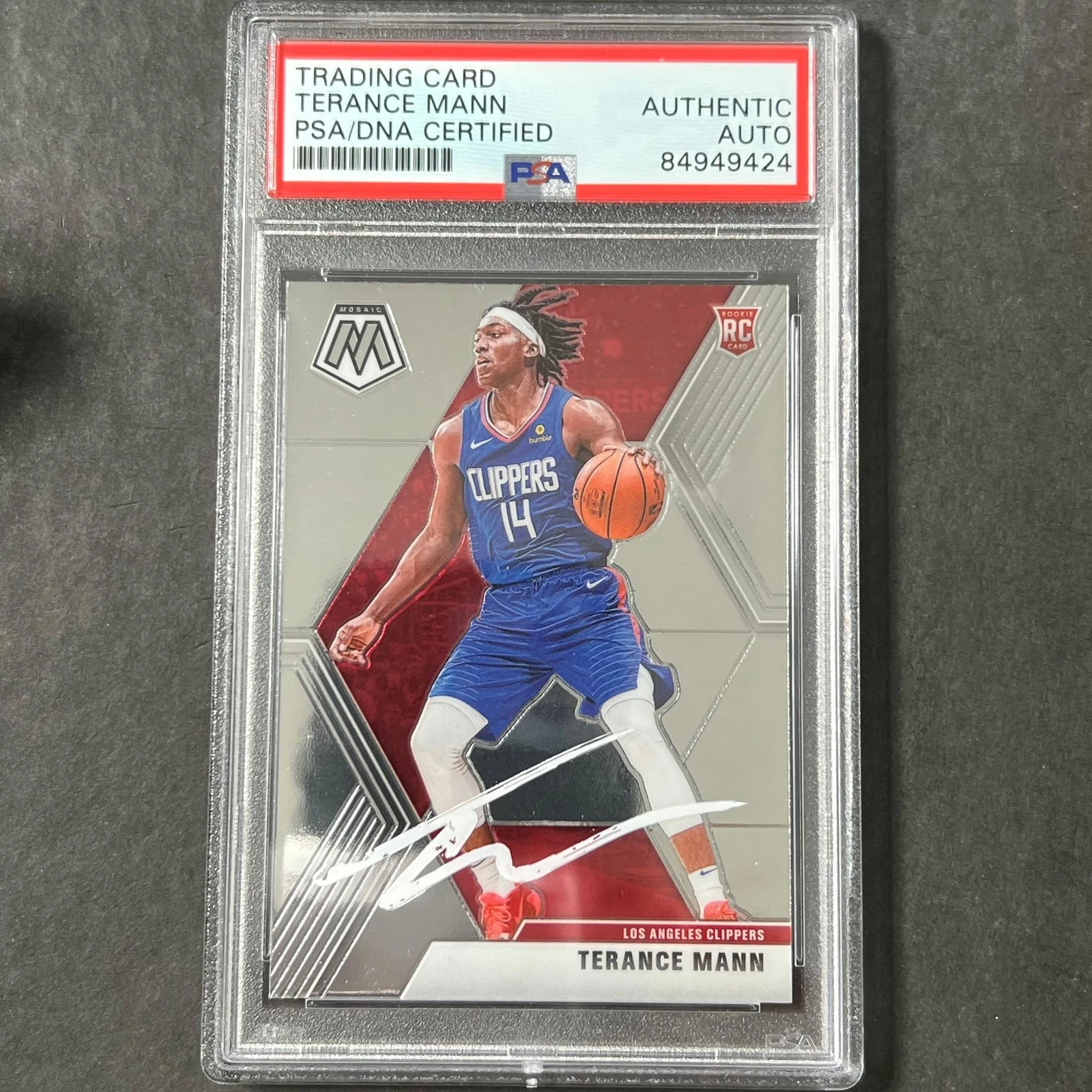 2019-20 Panini Mosaic #246 Terance Mann Signed Card AUTO PSA Slabbed Clippers