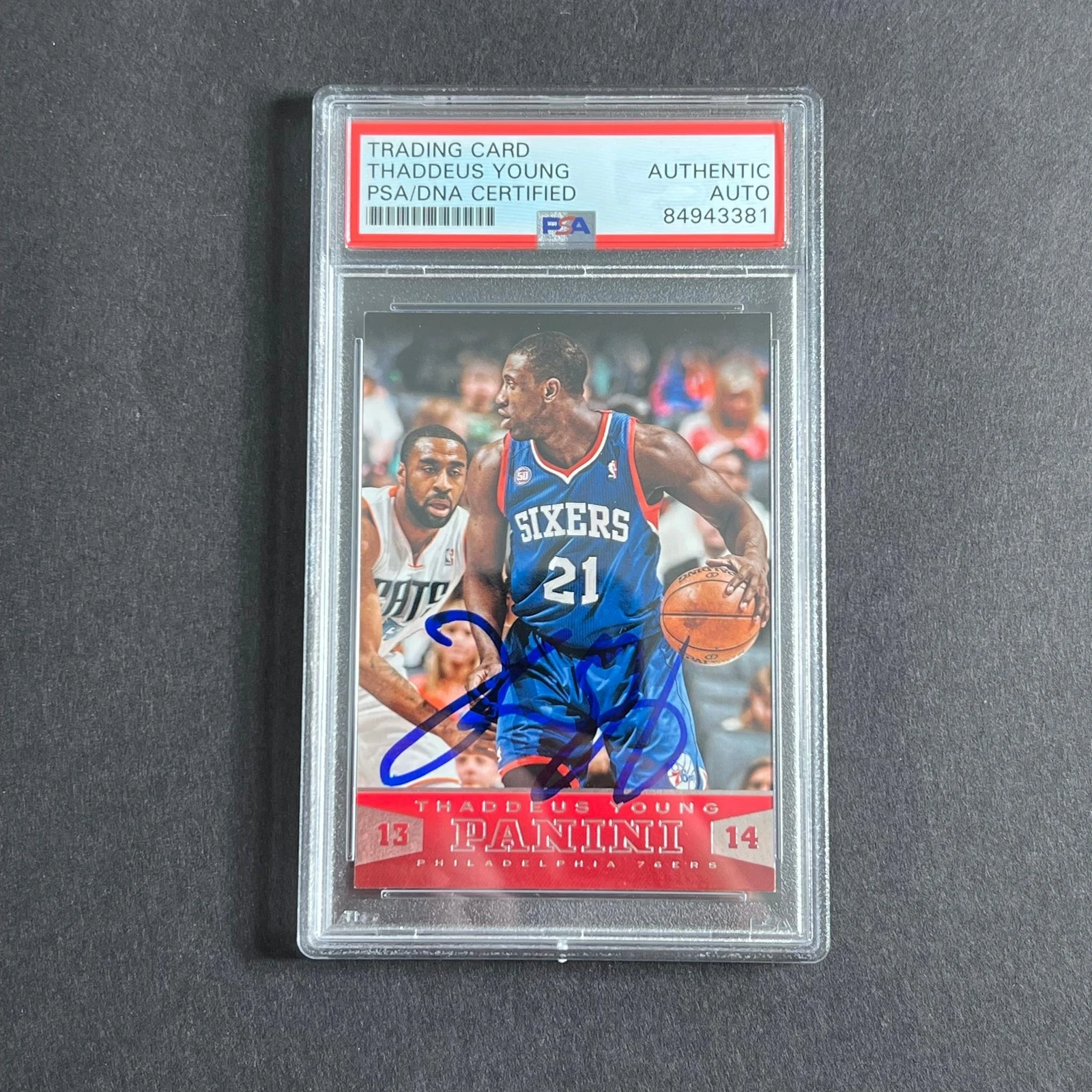 2013-14 Panini Basketball #57 Thaddeus Young Signed Card AUTO PSA Slabbed 76ers