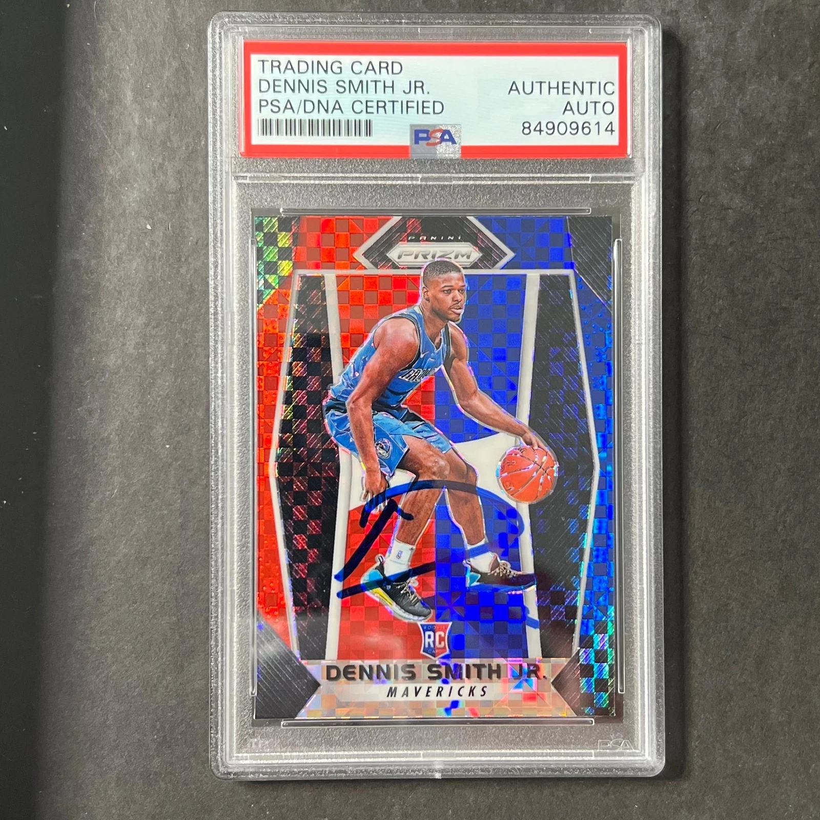 2017 Panini Prizm Red & Blue #99 Dennis Smith Jr. Signed Card AUTO PSA Slabbed R