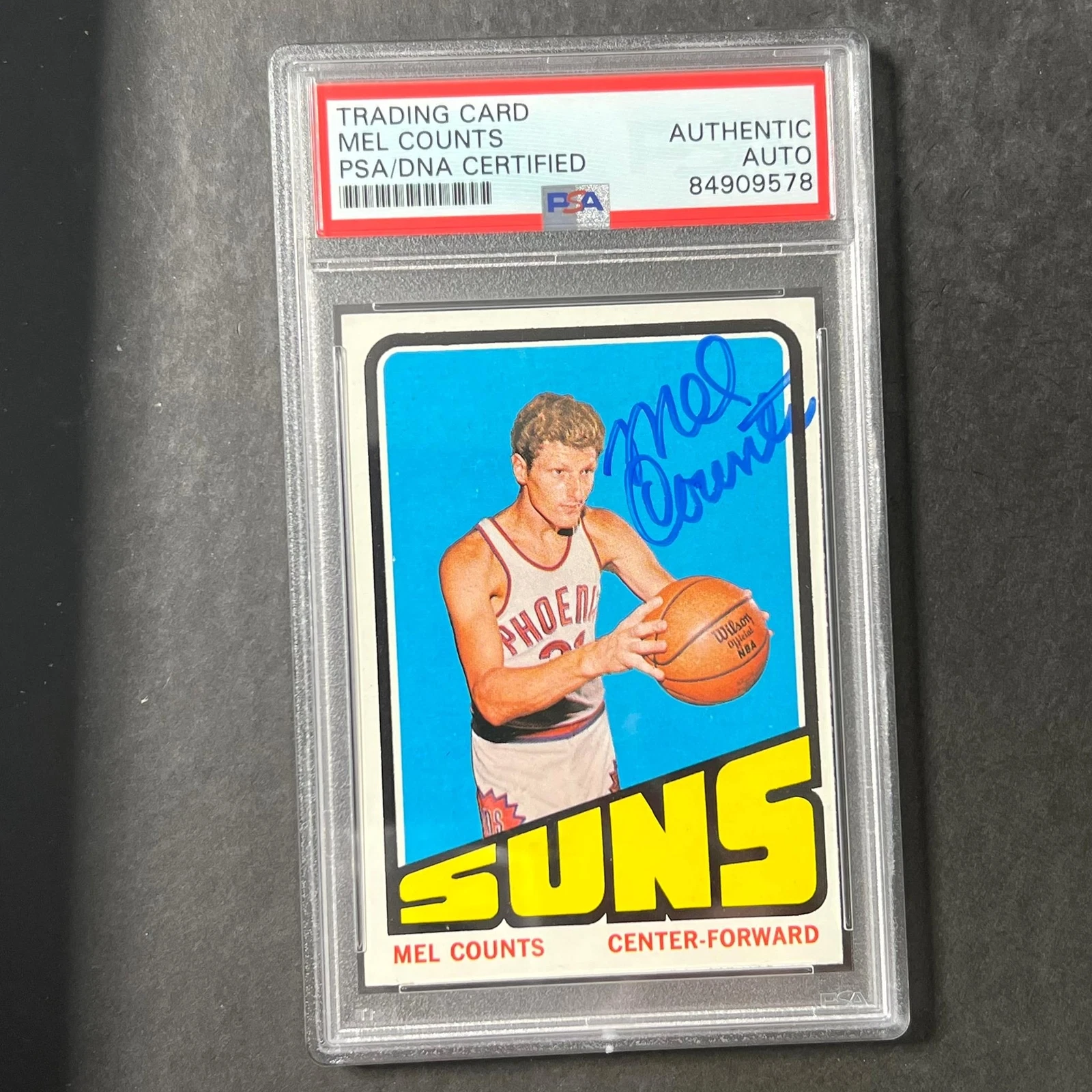 1971-72 BASKETBALL CARD #67 MEL COUNTS SIGNED AUTO PSA SLABBED SUNS COLLECTIBLE MEMORABILIA