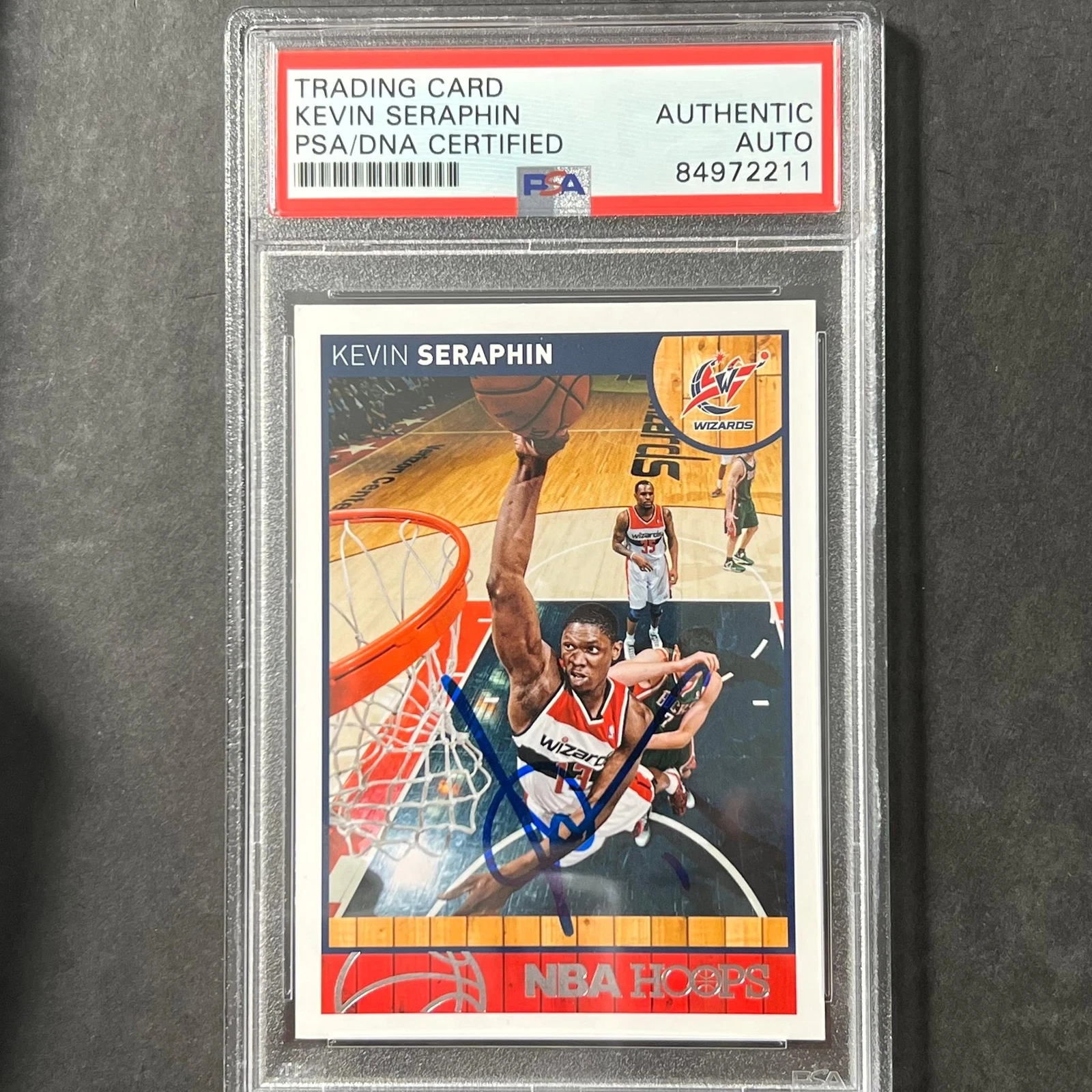 2013-14 Panini Hoops #122 Kevin Seraphin Signed Card AUTO PSA Slabbed Wizards