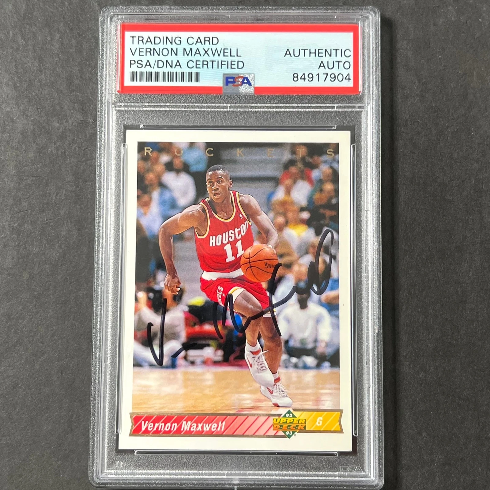 1991-92 Upper Deck #172 Vernon Maxwell Signed Card AUTO PSA Slabbed Rockets